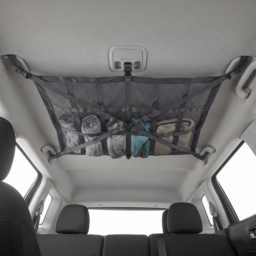 Car Ceiling Cargo Mesh Organizer with Zipper Pocket