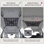 Car Ceiling Cargo Mesh Organizer with Zipper Pocket
