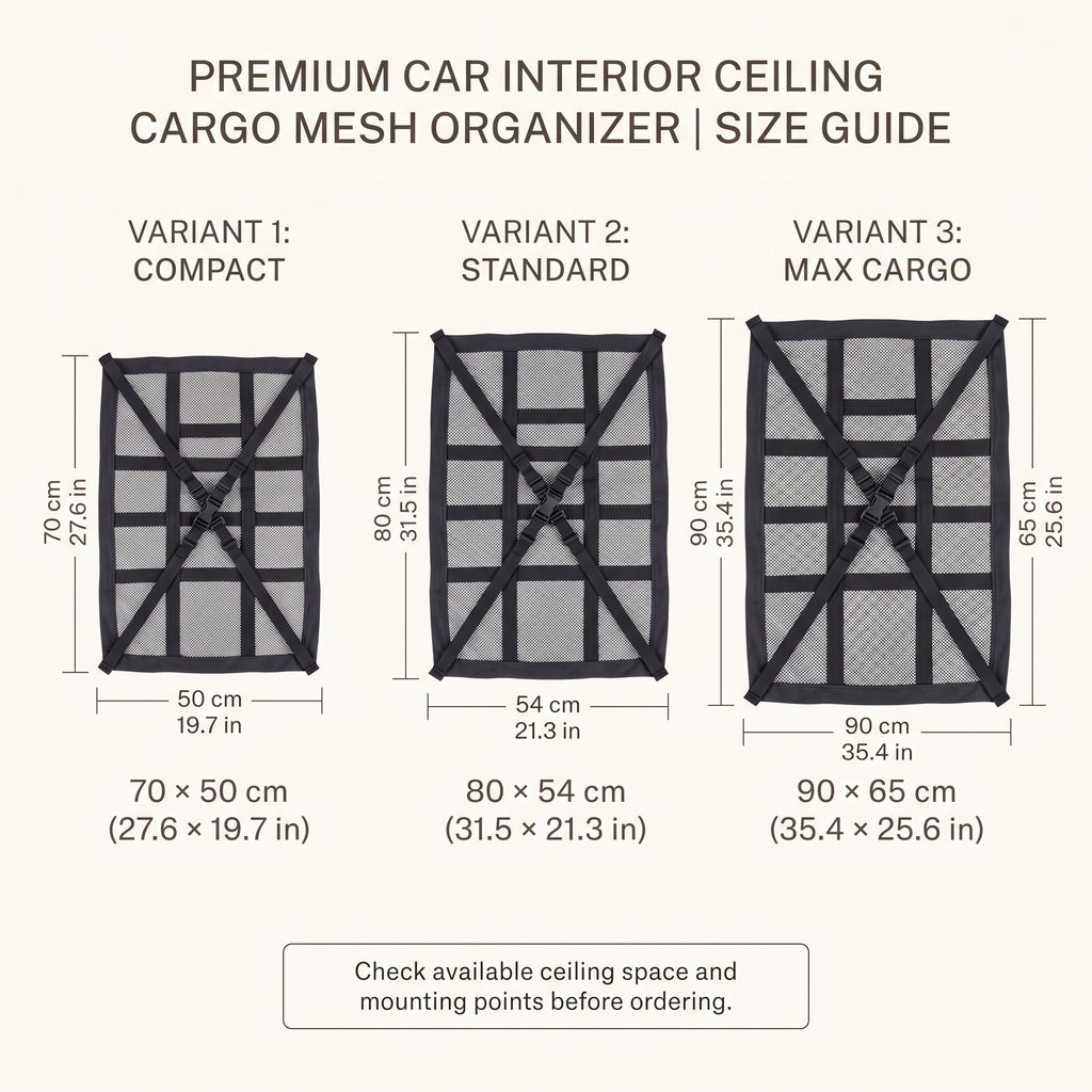 Car Ceiling Cargo Mesh Organizer with Zipper Pocket