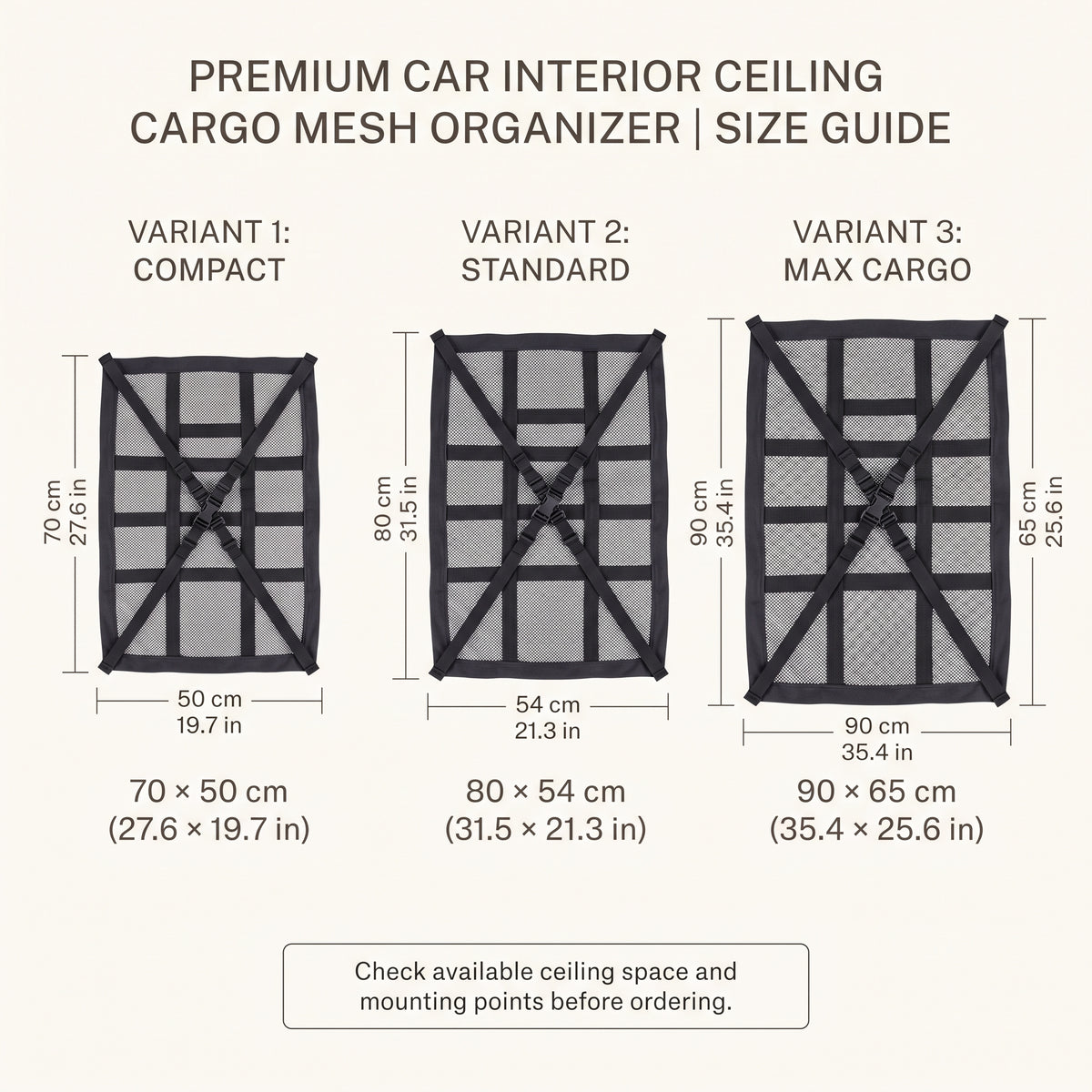 Car Ceiling Cargo Mesh Organizer with Zipper Pocket