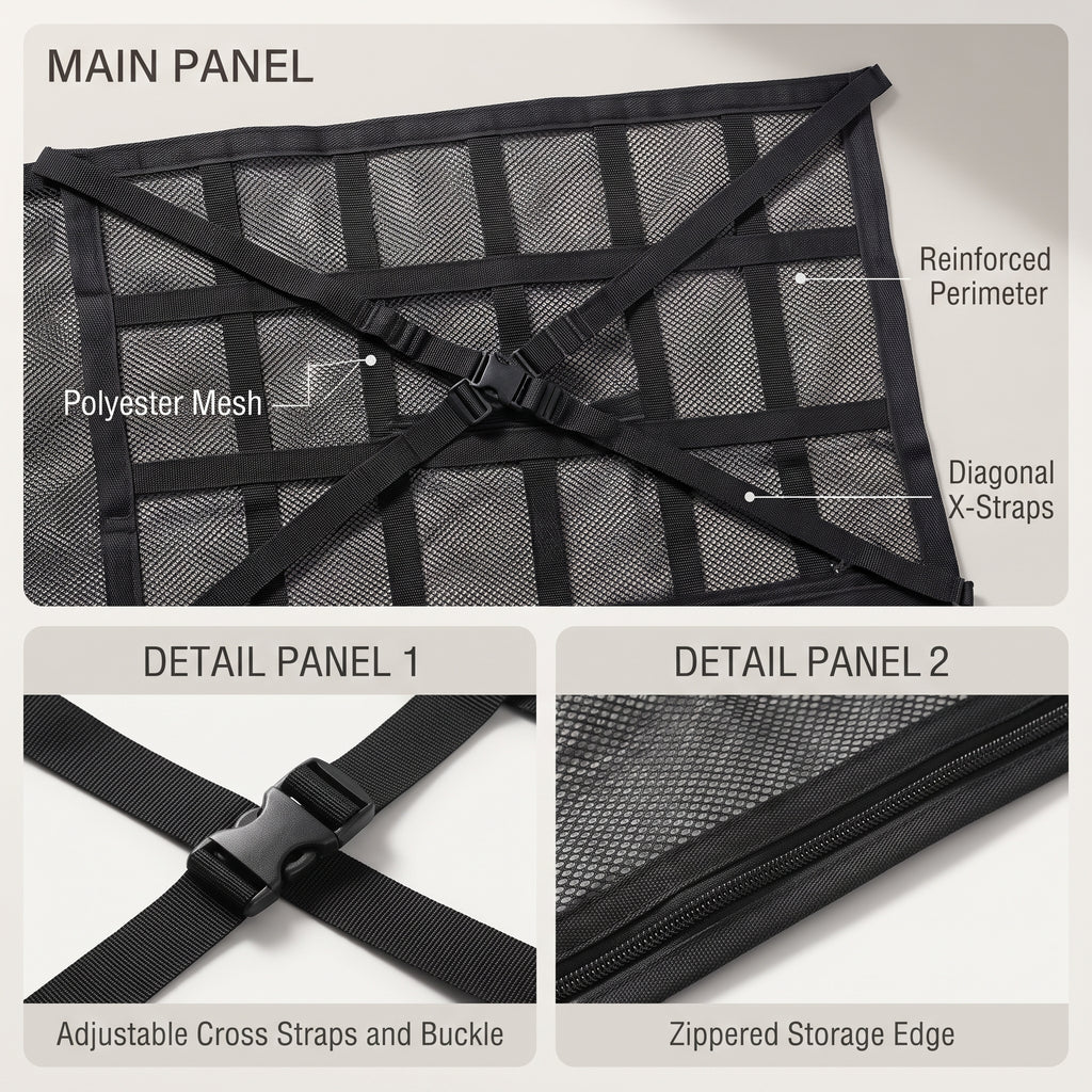 Car Ceiling Cargo Mesh Organizer with Zipper Pocket