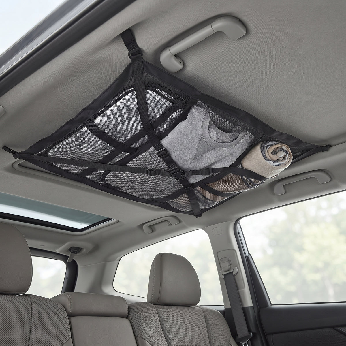 Car Ceiling Cargo Mesh Organizer with Zipper Pocket