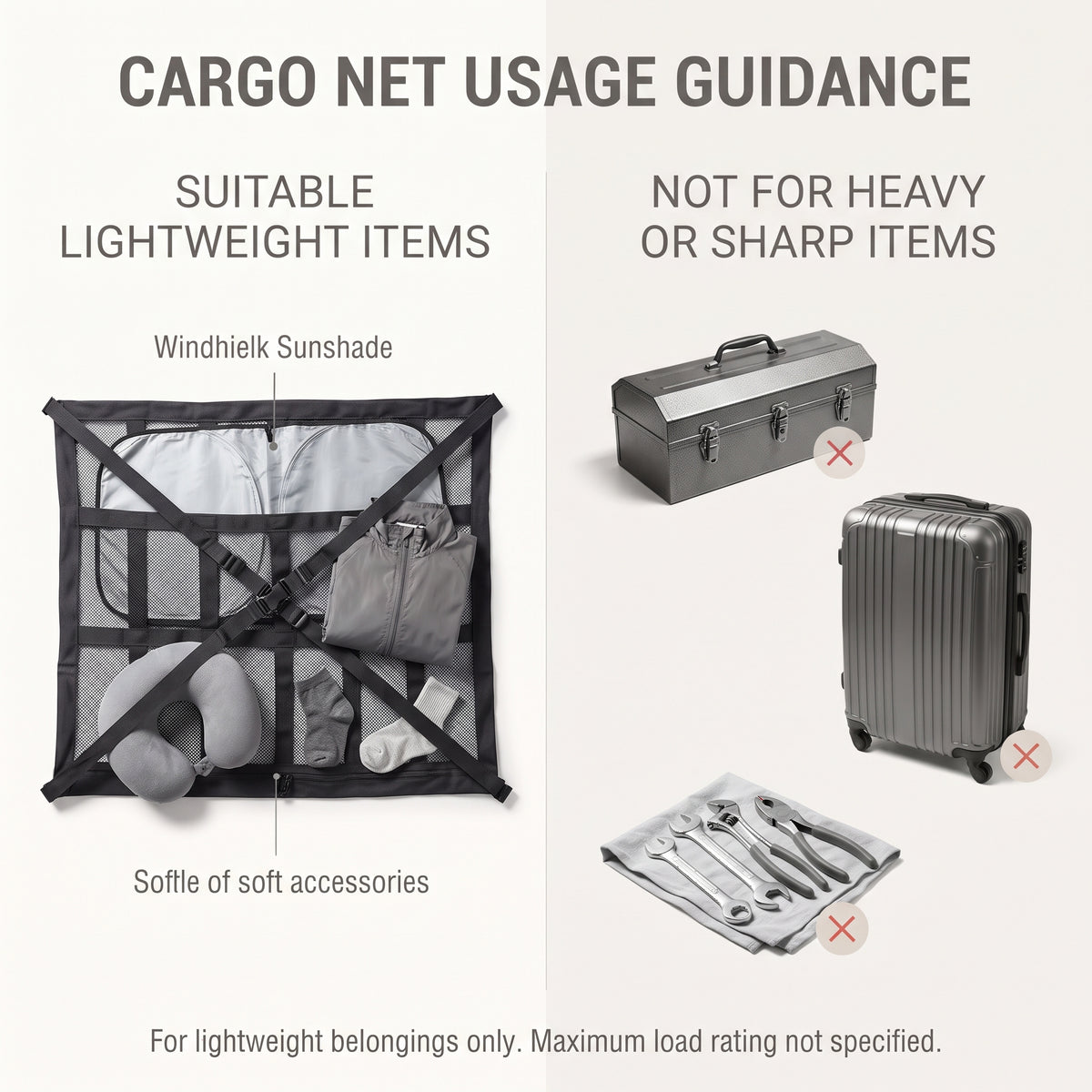 Car Ceiling Cargo Mesh Organizer with Zipper Pocket