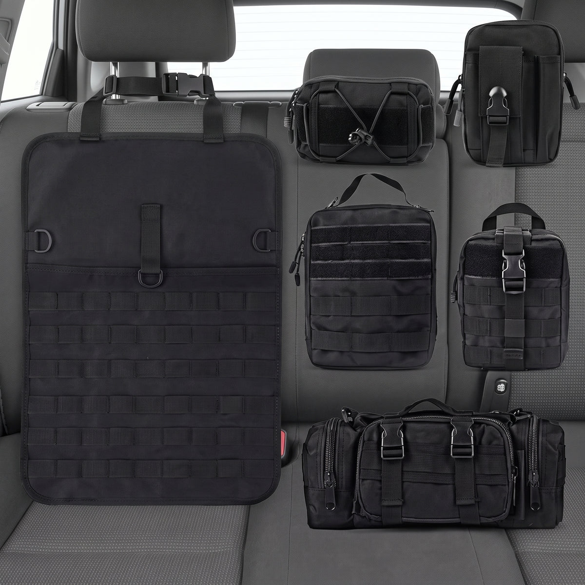 MOLLE Seat Back Organizer With 5 Detachable Pouches