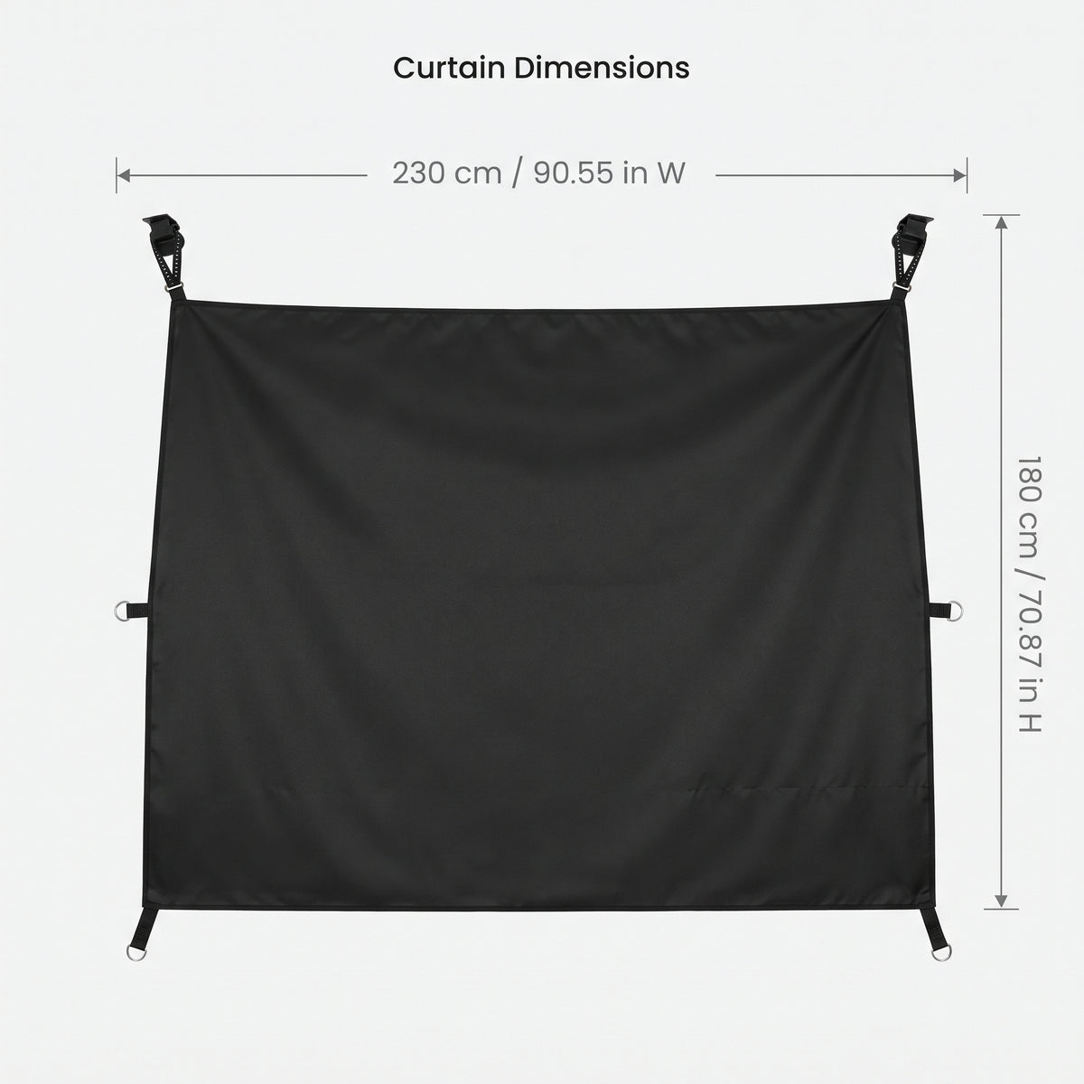 Adjustable Rear Door Privacy Curtain for Van Camping, 230 × 180 cm