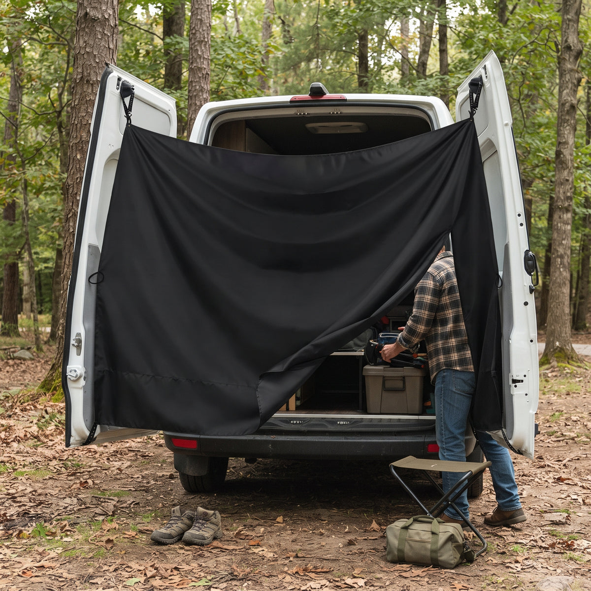Adjustable Rear Door Privacy Curtain for Van Camping, 230 × 180 cm