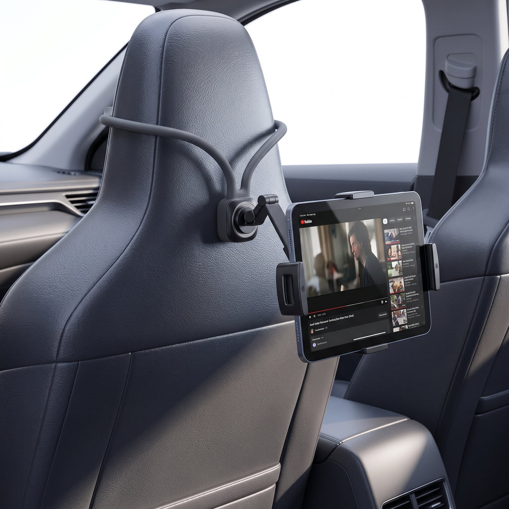 Seatback Tablet Holder With Flexible Headrest Mount