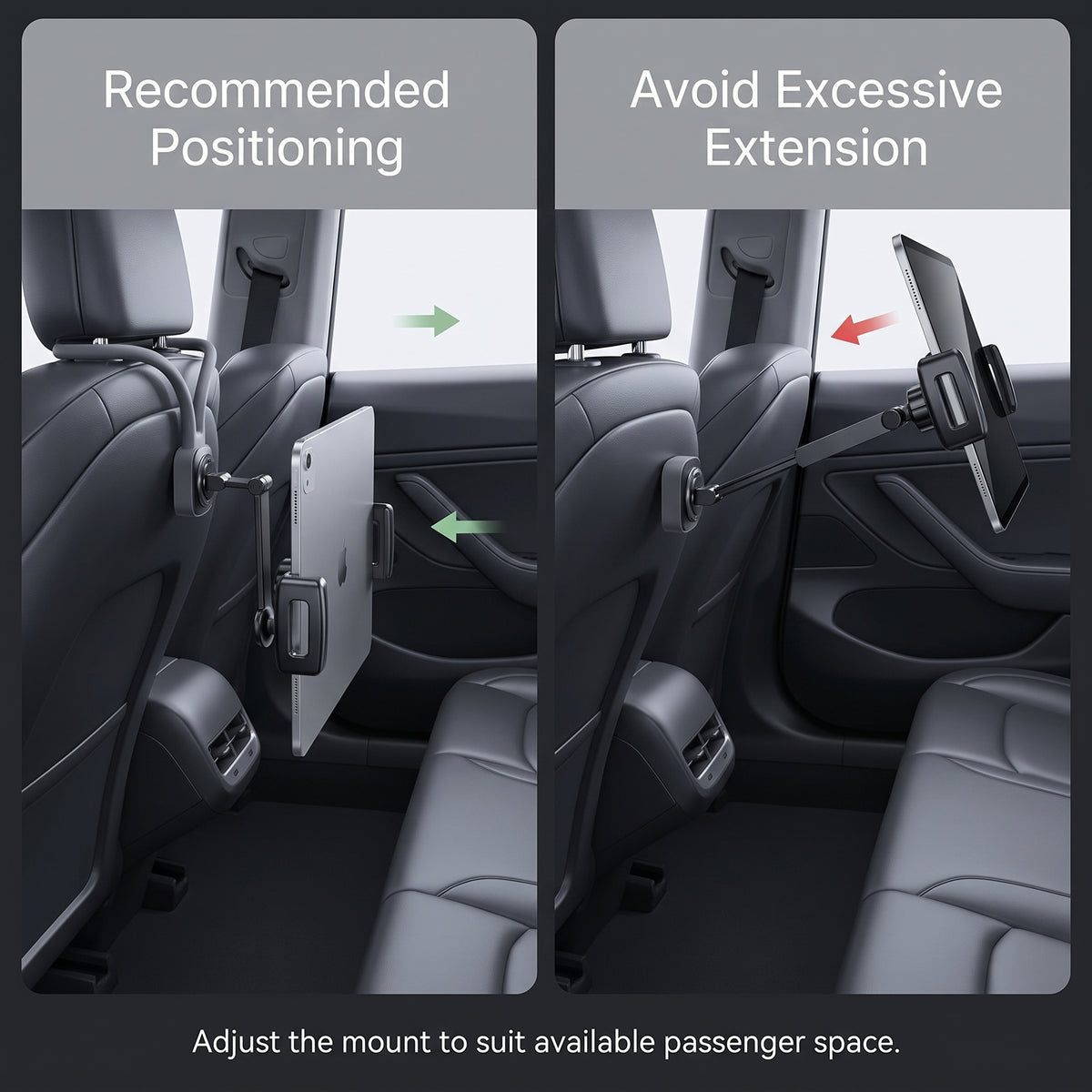 Seatback Tablet Holder With Flexible Headrest Mount
