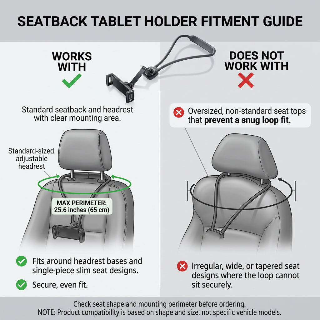 Seatback Tablet Holder With Flexible Headrest Mount