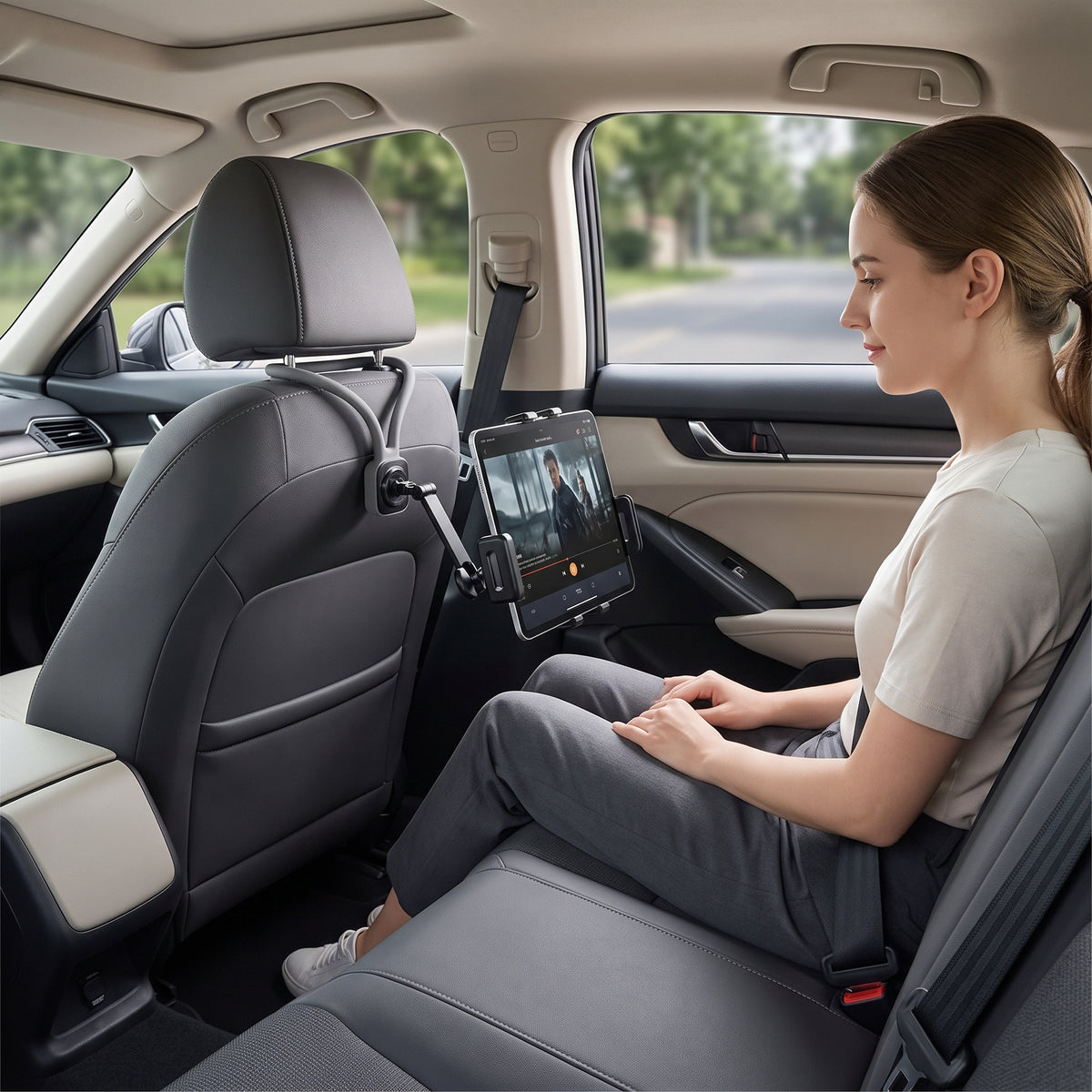 Seatback Tablet Holder With Flexible Headrest Mount