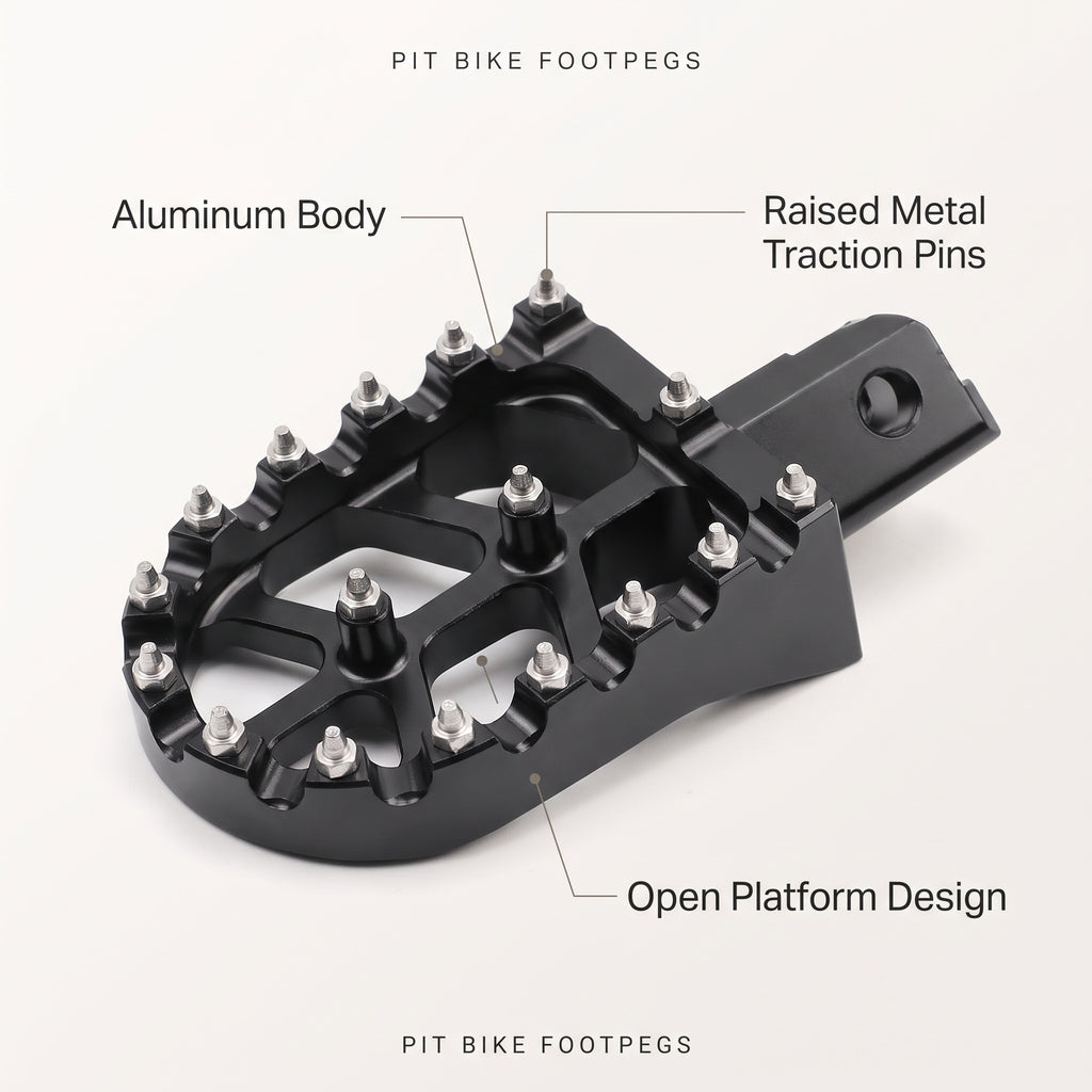 Aluminum Wide Platform Pit Bike Foot Pegs With Traction Pins