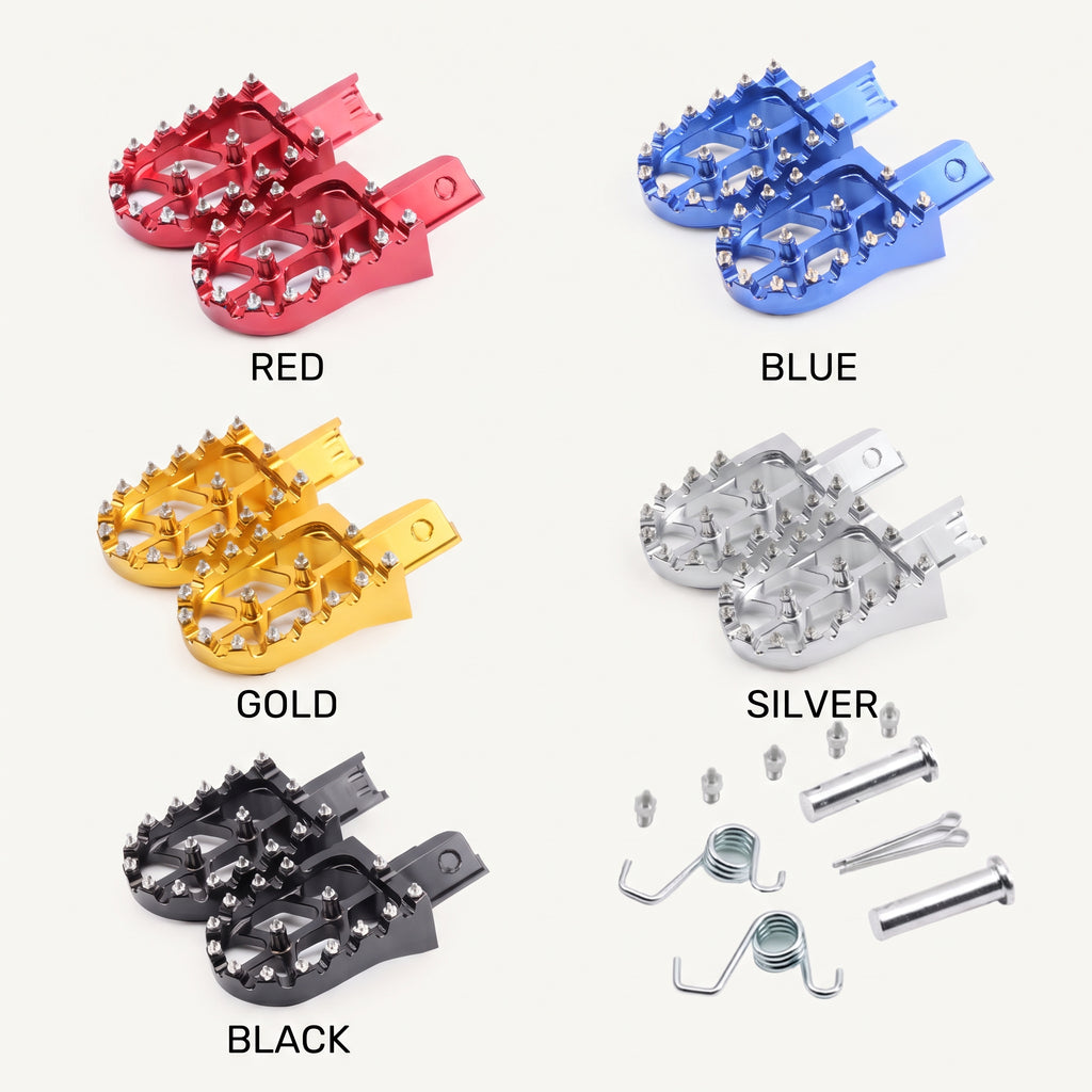 Aluminum Wide Platform Pit Bike Foot Pegs With Traction Pins