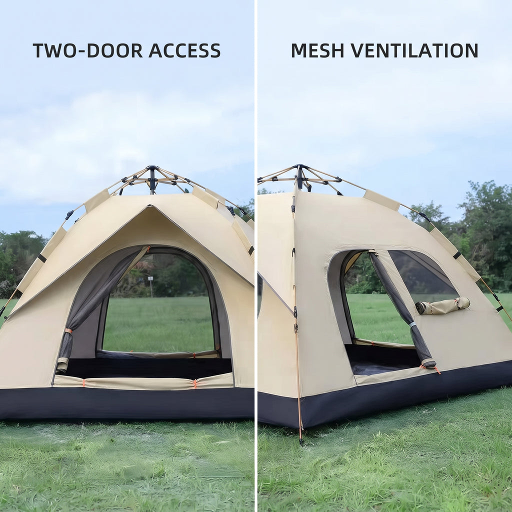 Automatic Pop-Up Camping Tent With Two Doors and Mesh Windows