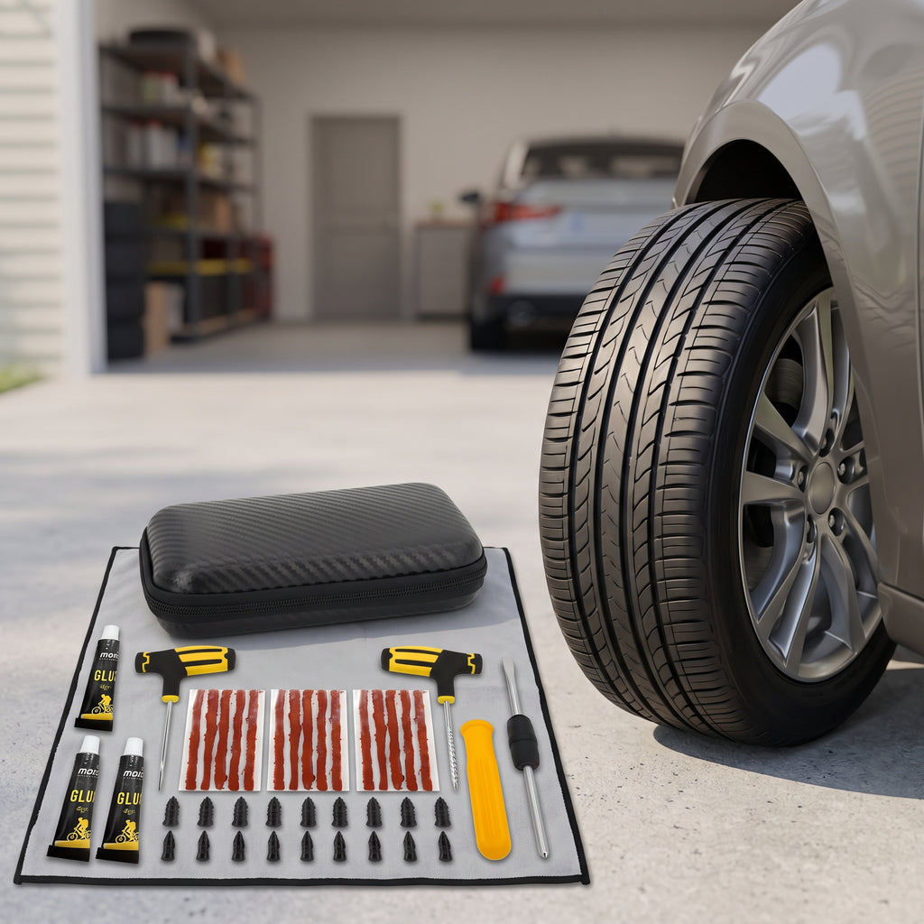 Compact Tubeless Tire Puncture Repair Kit With Carry Case