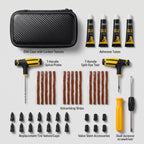 Compact Tubeless Tire Puncture Repair Kit With Carry Case
