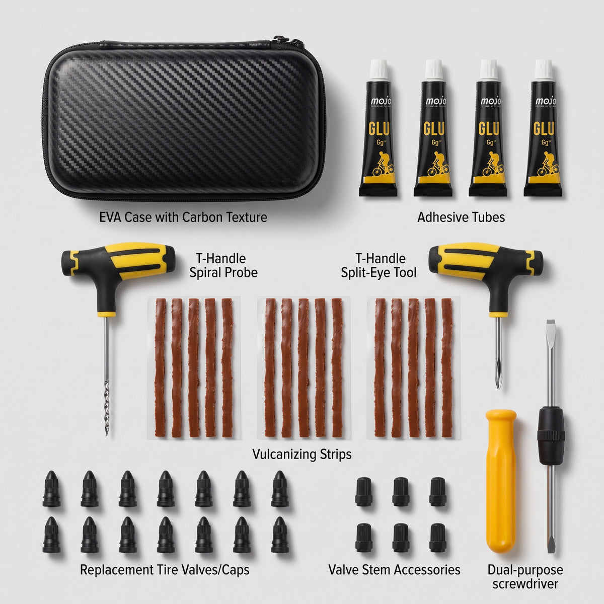 Compact Tubeless Tire Puncture Repair Kit With Carry Case