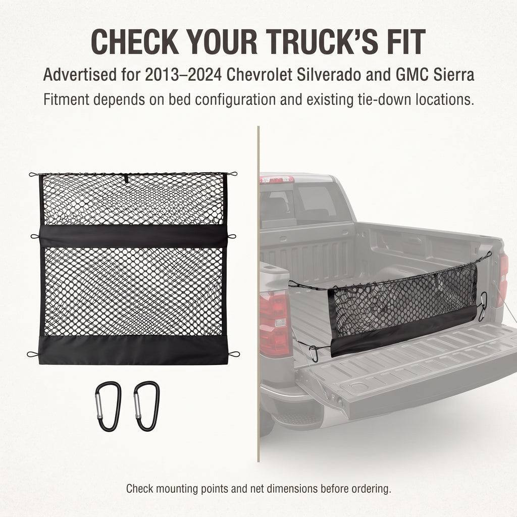 Elastic Mesh Pickup Truck Cargo Organizer Net With Storage Pocket
