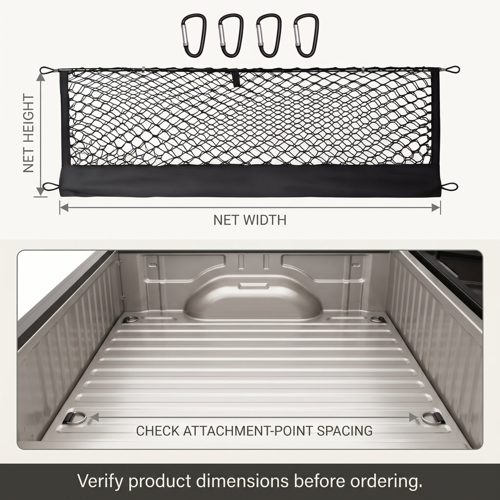 Elastic Mesh Pickup Truck Cargo Organizer Net With Storage Pocket