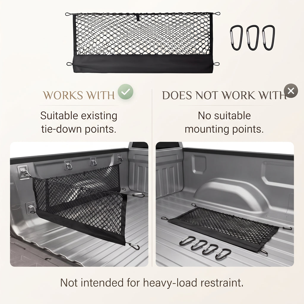 Elastic Mesh Pickup Truck Cargo Organizer Net With Storage Pocket