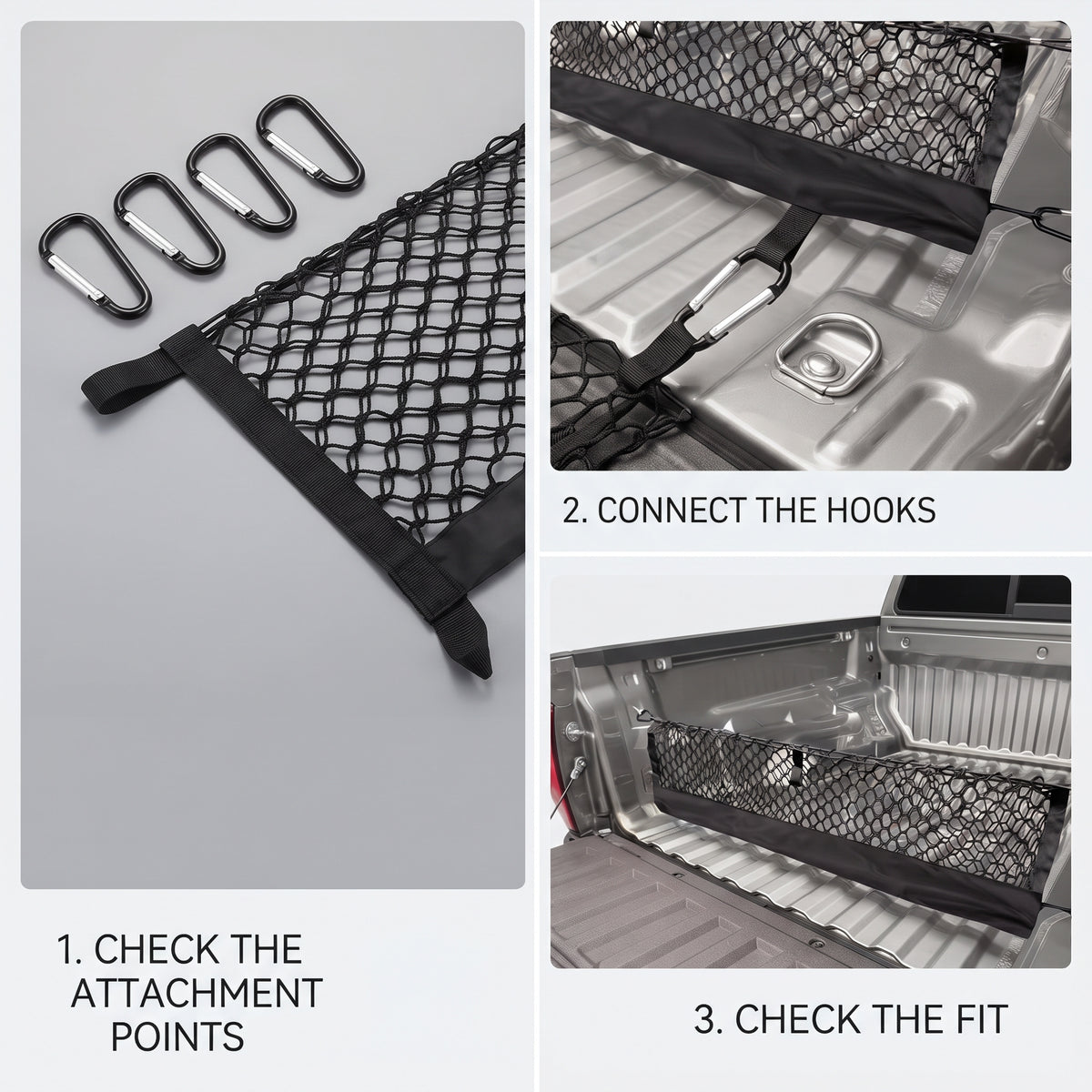 Elastic Mesh Pickup Truck Cargo Organizer Net With Storage Pocket