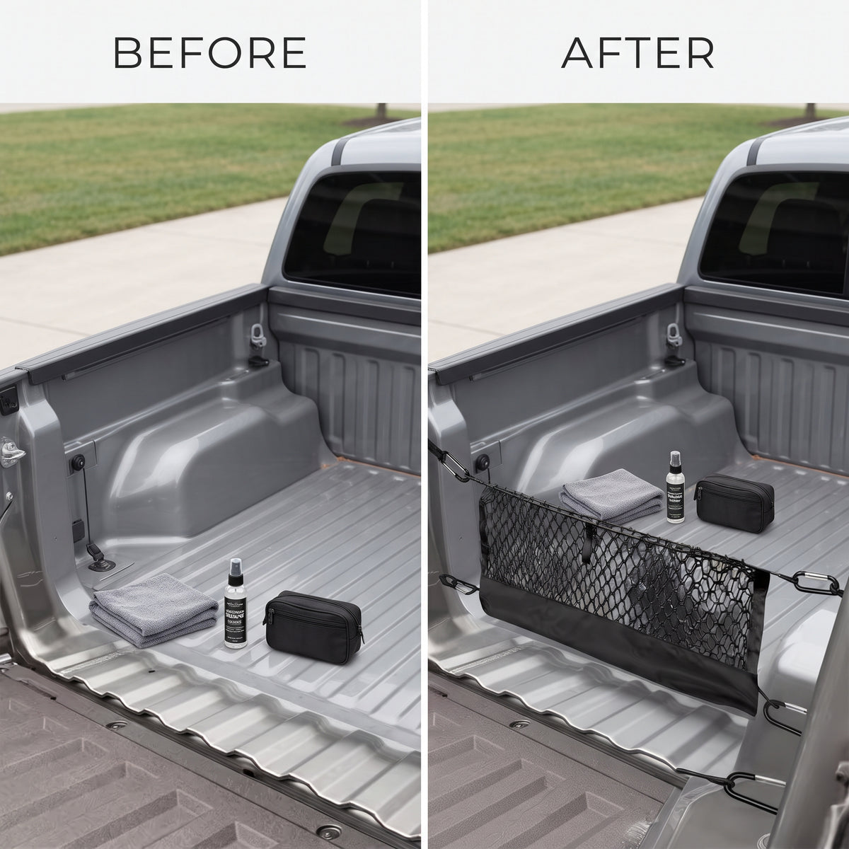 Elastic Mesh Pickup Truck Cargo Organizer Net With Storage Pocket