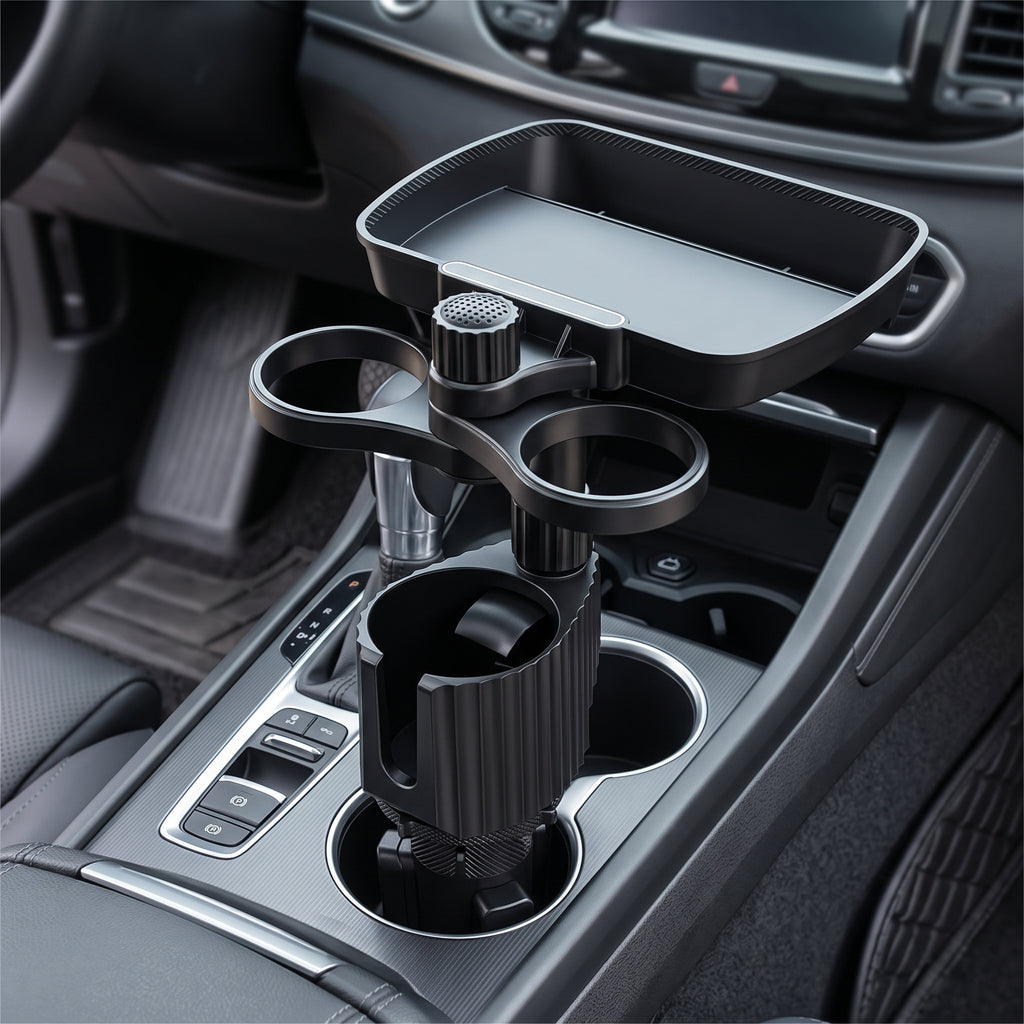 Expandable Car Cup Holder Tray with Dual Drink Holders