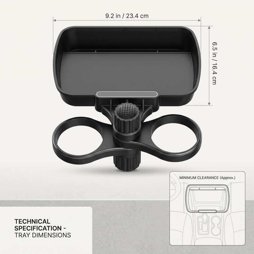 Expandable Car Cup Holder Tray with Dual Drink Holders