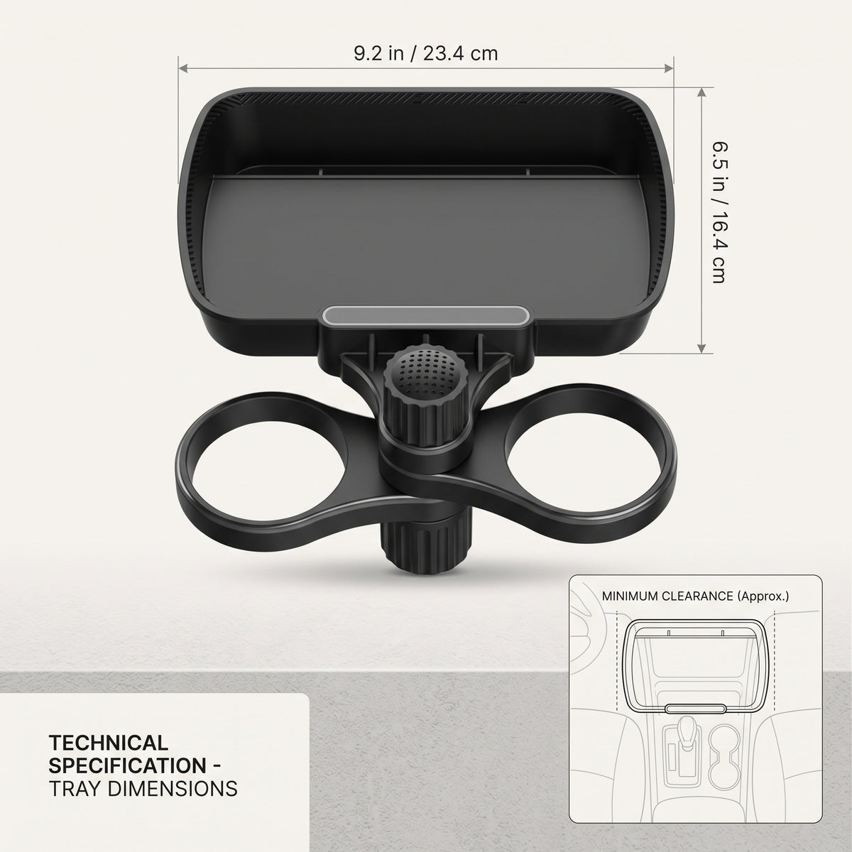 Expandable Car Cup Holder Tray with Dual Drink Holders