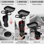 Expandable Car Cup Holder Tray with Dual Drink Holders