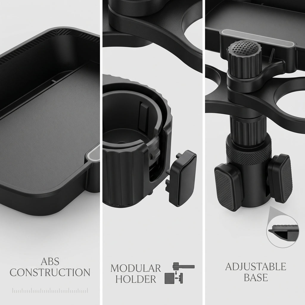 Expandable Car Cup Holder Tray with Dual Drink Holders