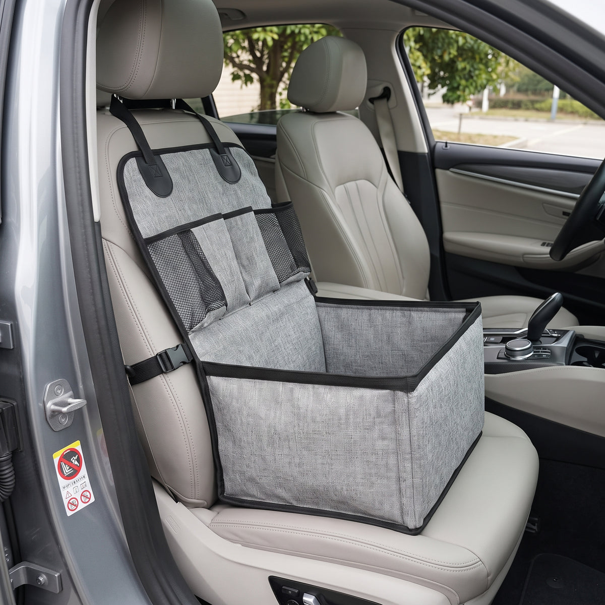 Foldable Front Seat Dog Booster Seat With Storage Pockets