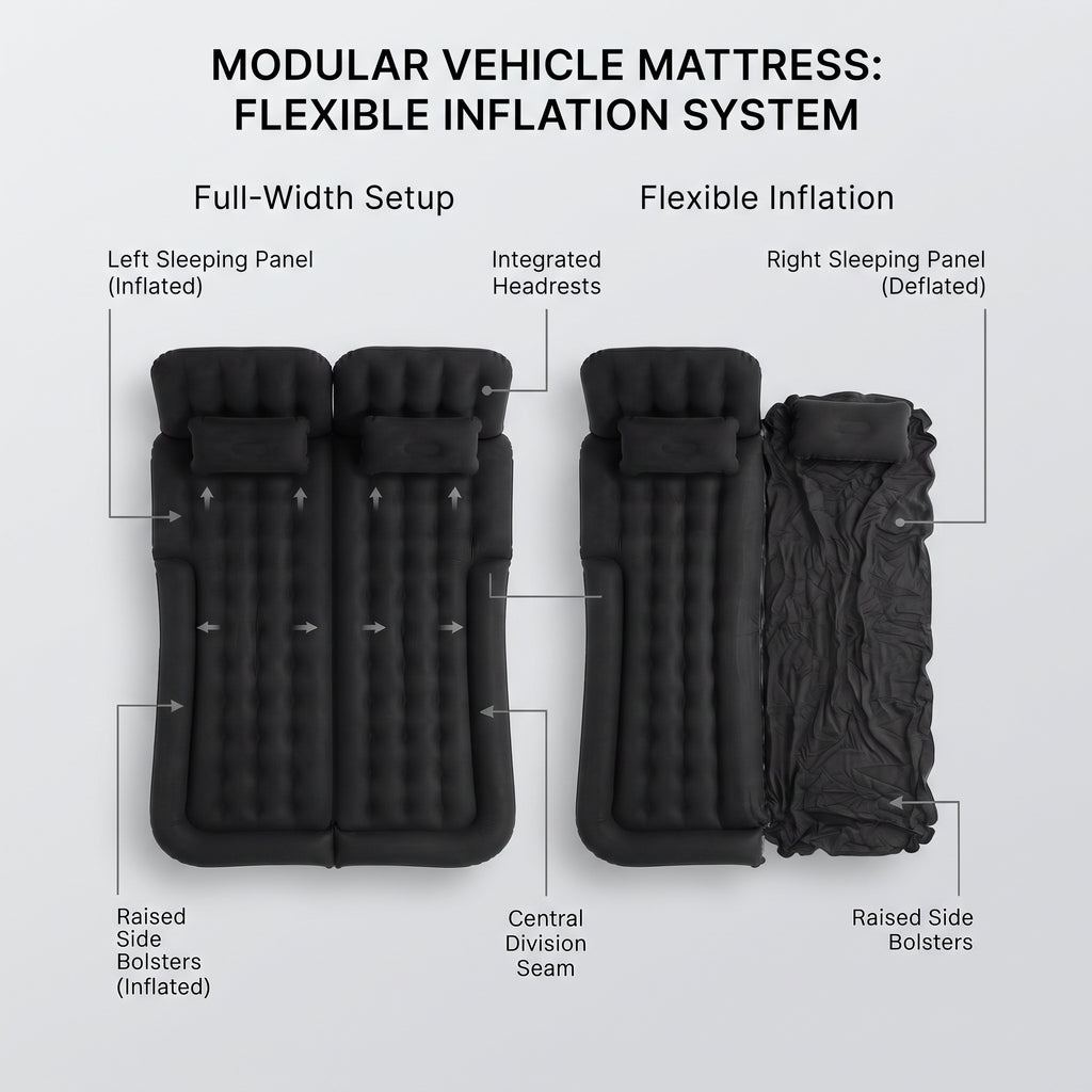 Foldable Inflatable Car Camping Mattress With Pump & Pillows