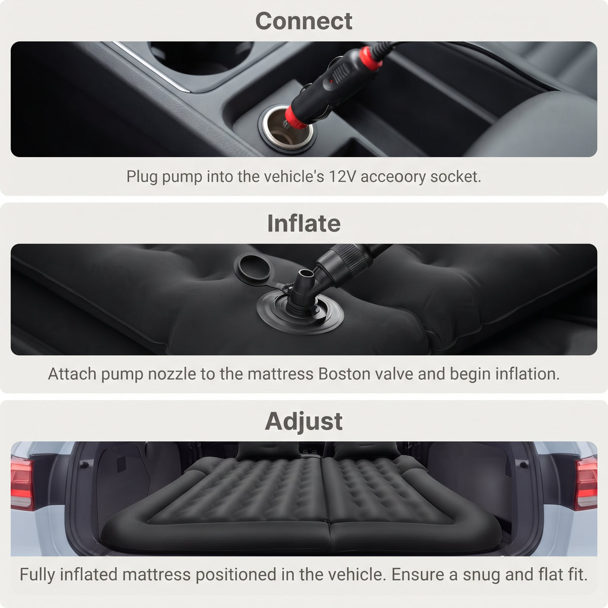 Foldable Inflatable Car Camping Mattress With Pump & Pillows