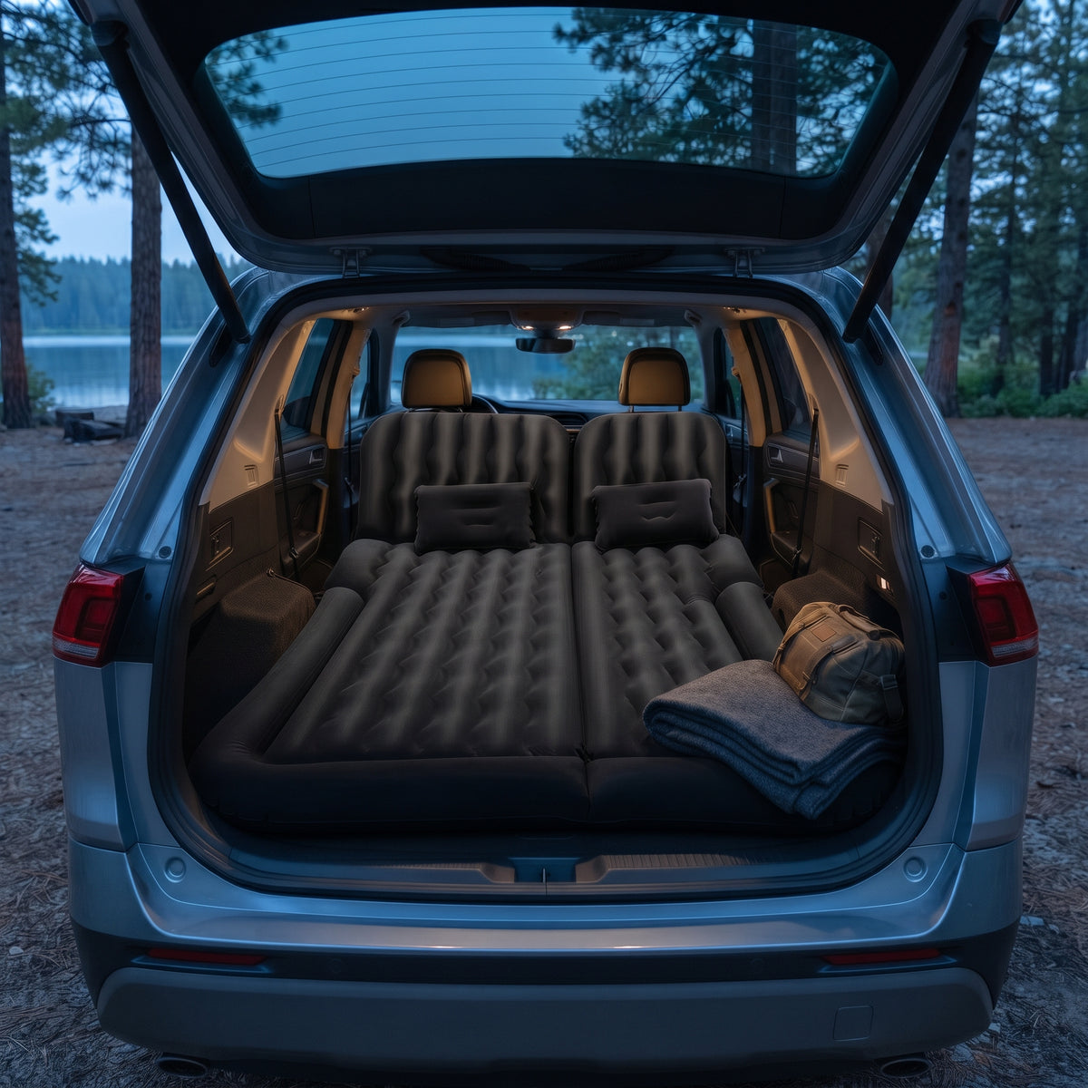 Foldable Inflatable Car Camping Mattress With Pump & Pillows