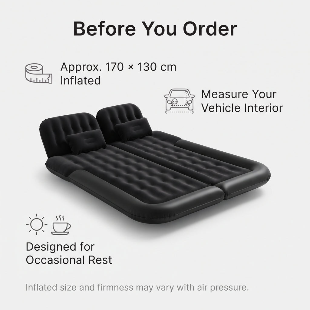 Foldable Inflatable Car Camping Mattress With Pump & Pillows