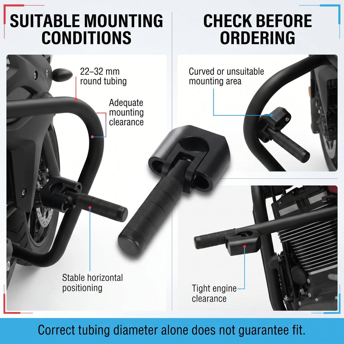 Folding Motorcycle Highway Foot Pegs for 22–32mm Crash Bars