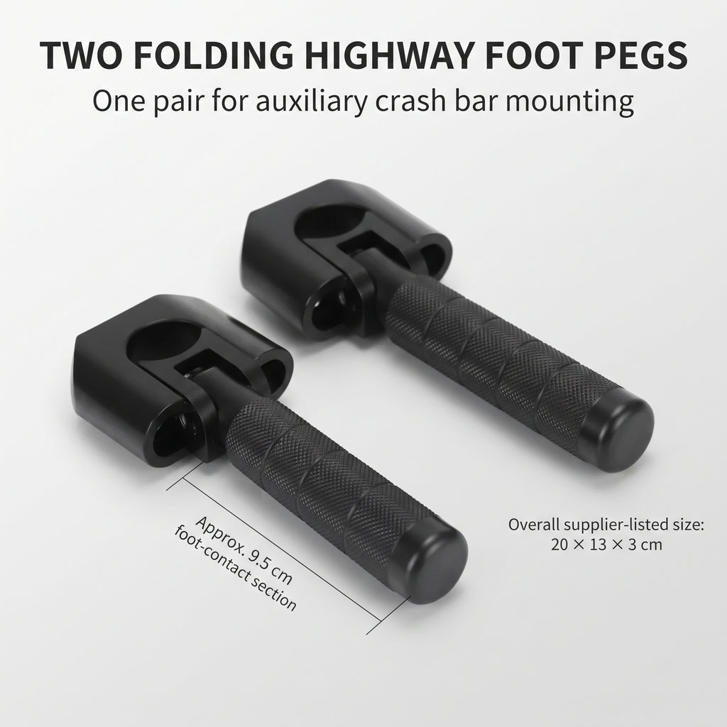 Folding Motorcycle Highway Foot Pegs for 22–32mm Crash Bars