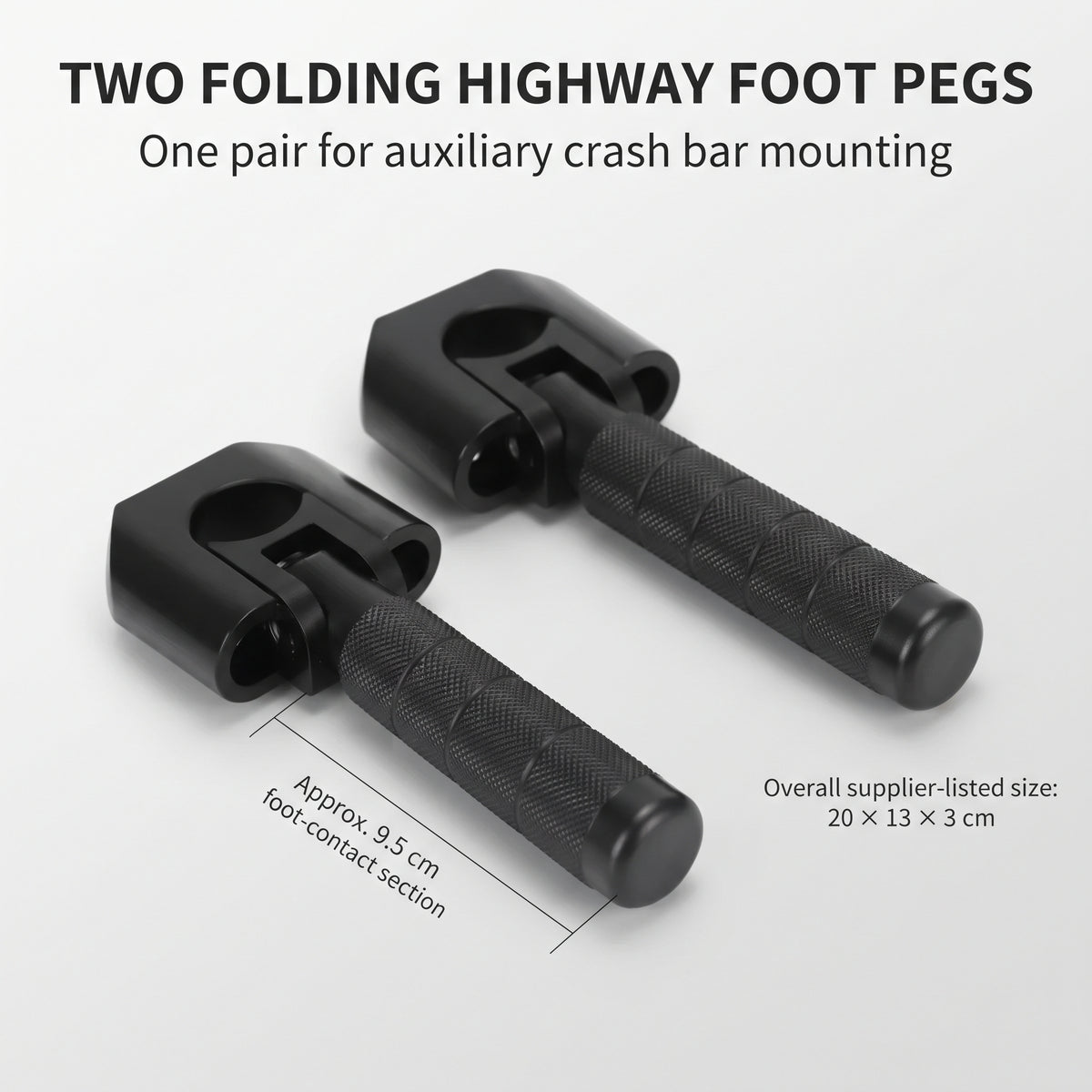 Folding Motorcycle Highway Foot Pegs for 22–32mm Crash Bars
