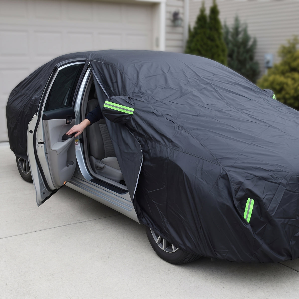 Full Car Cover With Side Zipper For Sedans & SUVs