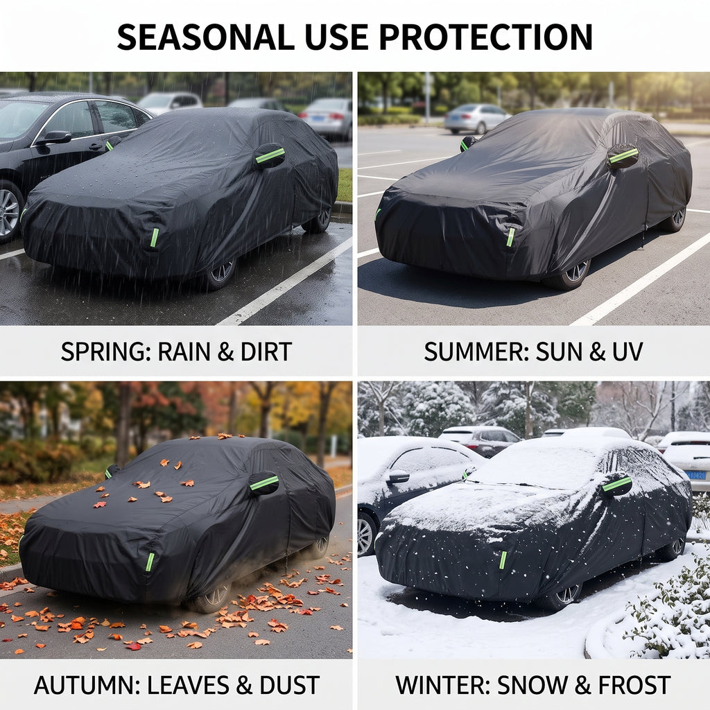 Full Car Cover With Side Zipper For Sedans & SUVs