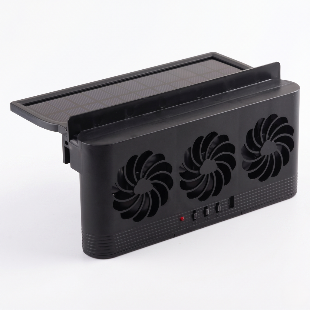 Triple-Fan Solar Car Window Exhaust Vent With Adjustable Speed