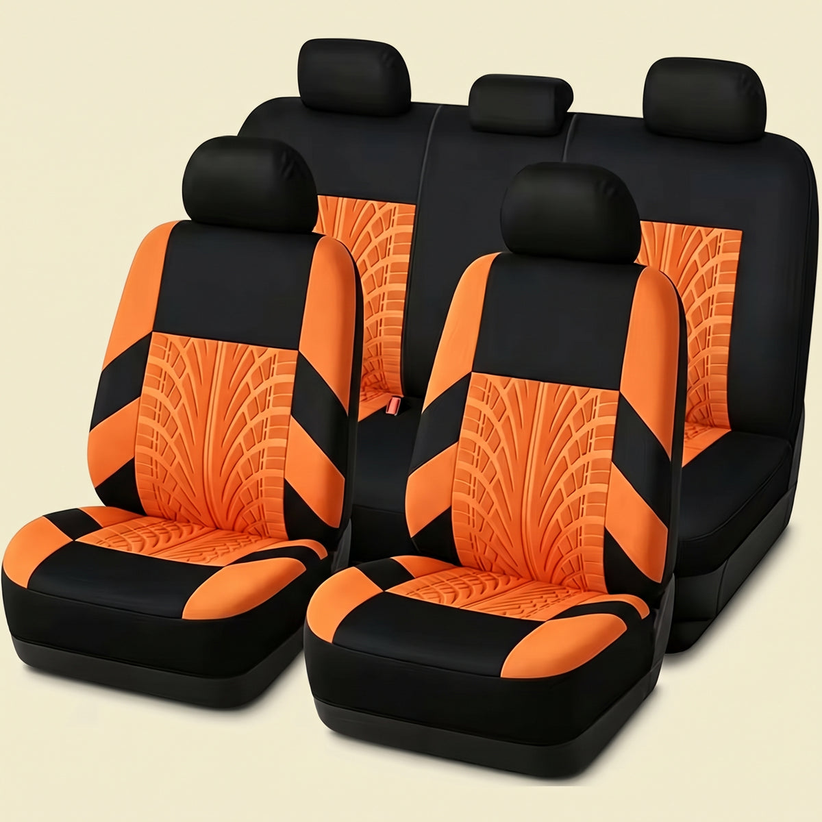 9-Piece Car Seat Cover Set With Split Rear Bench Zippers