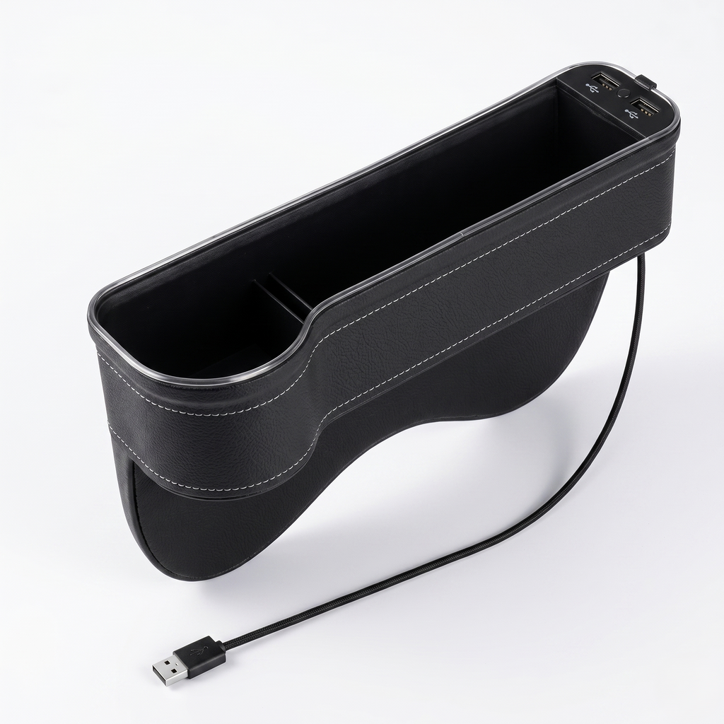 7-Color LED Seat Gap Organizer With Dual USB Charging