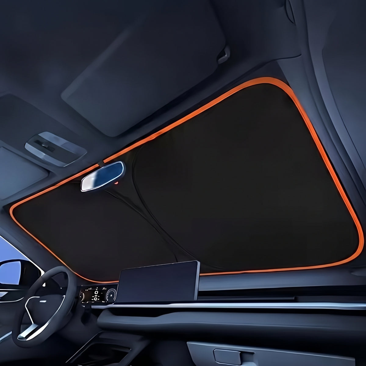 Foldable Front Windshield Sunshade With Reflective Backing 145 × 80 cm