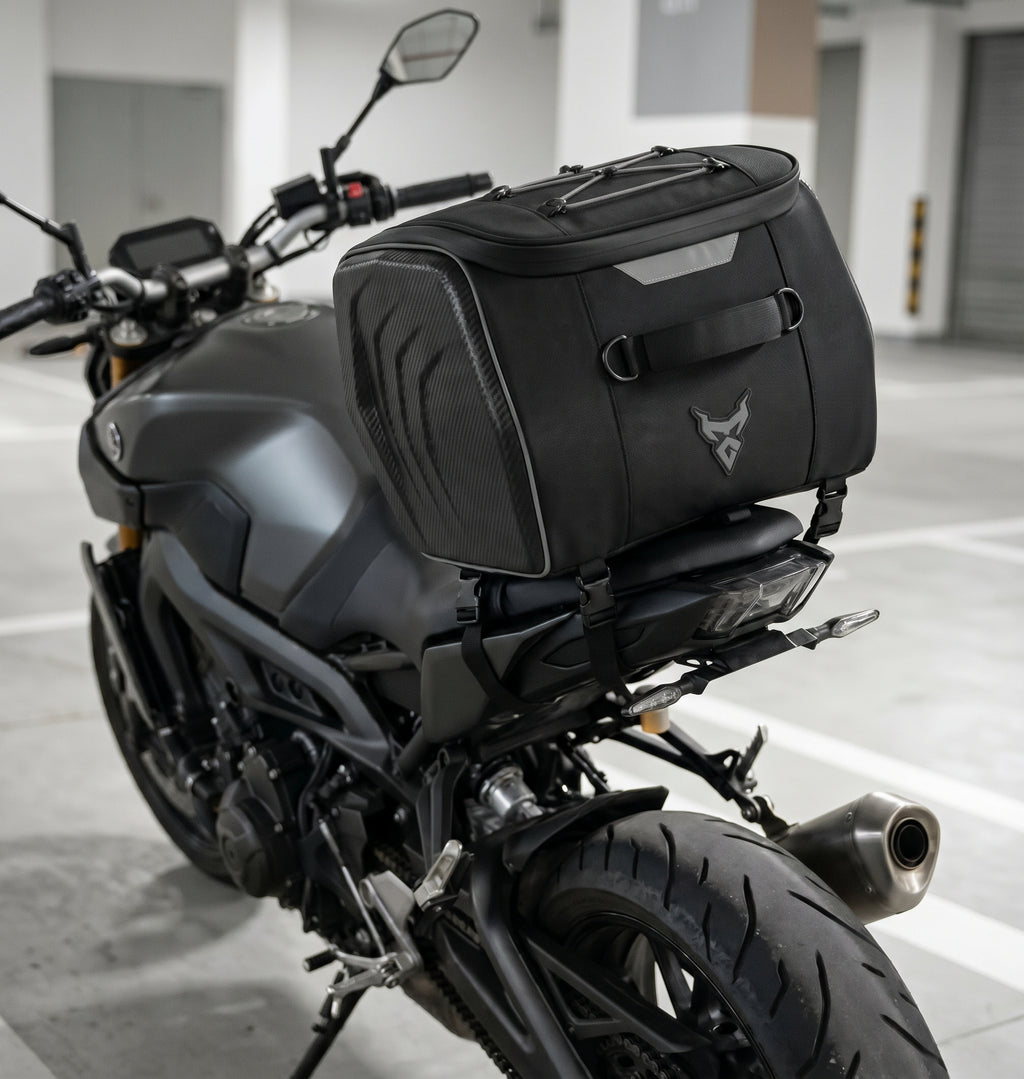 25L Semi-Rigid Motorcycle Tail Bag With Shoulder Strap