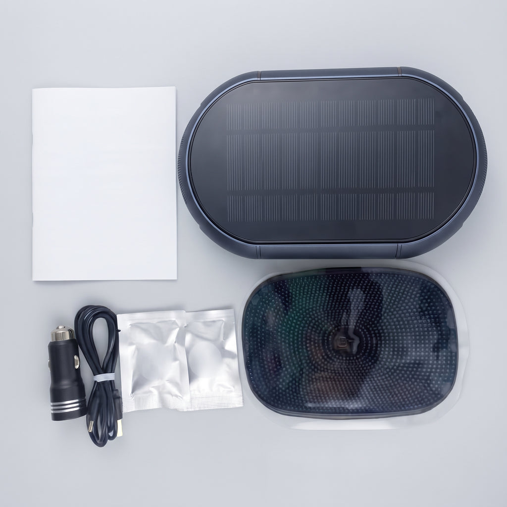 Solar Car Air Purifier With Dual-Speed Fan & USB Charging