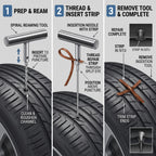 Heavy-Duty Tubeless Tire Puncture Repair Kit With Steel T-Handles