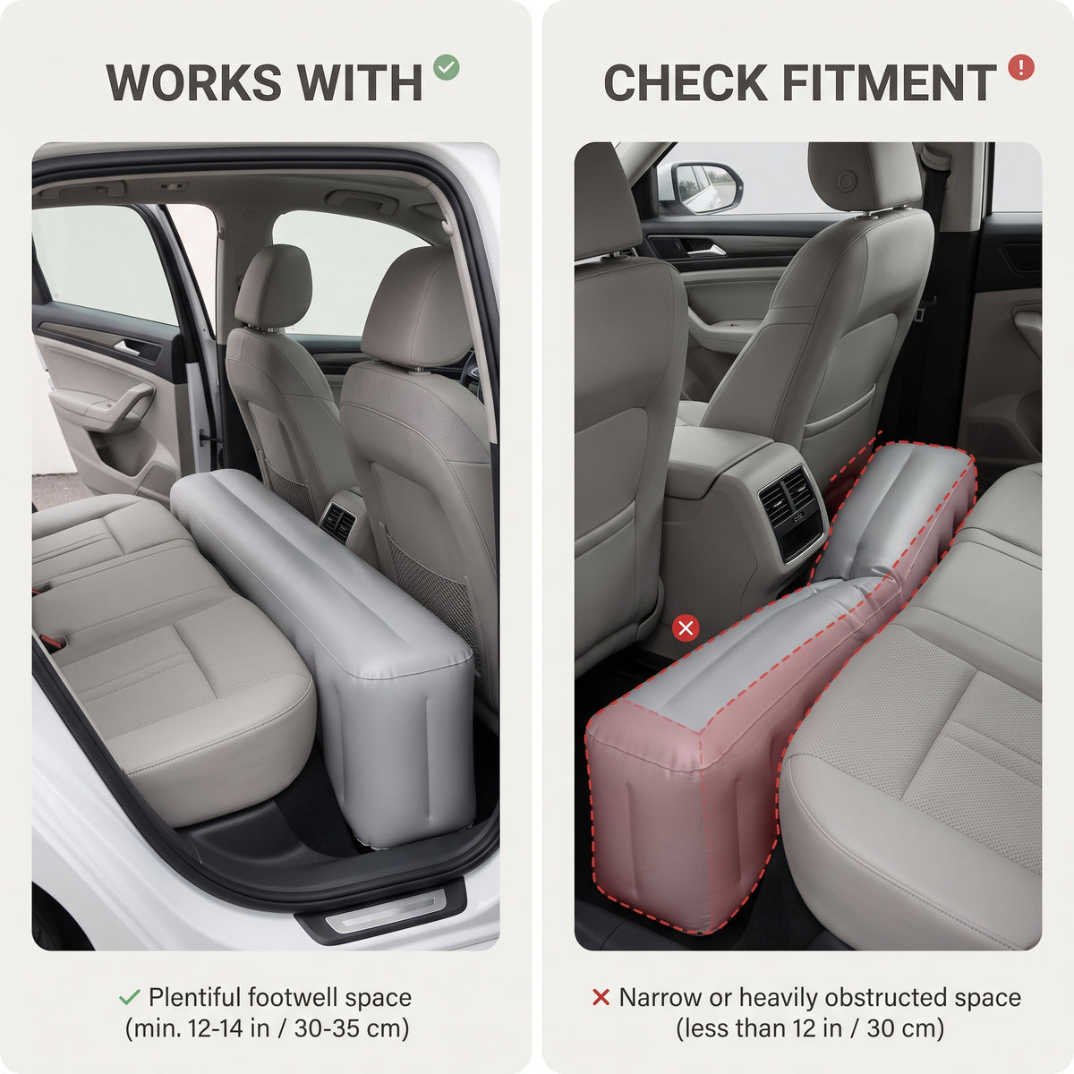 Inflatable Rear Seat Gap Filler With Footwell Support