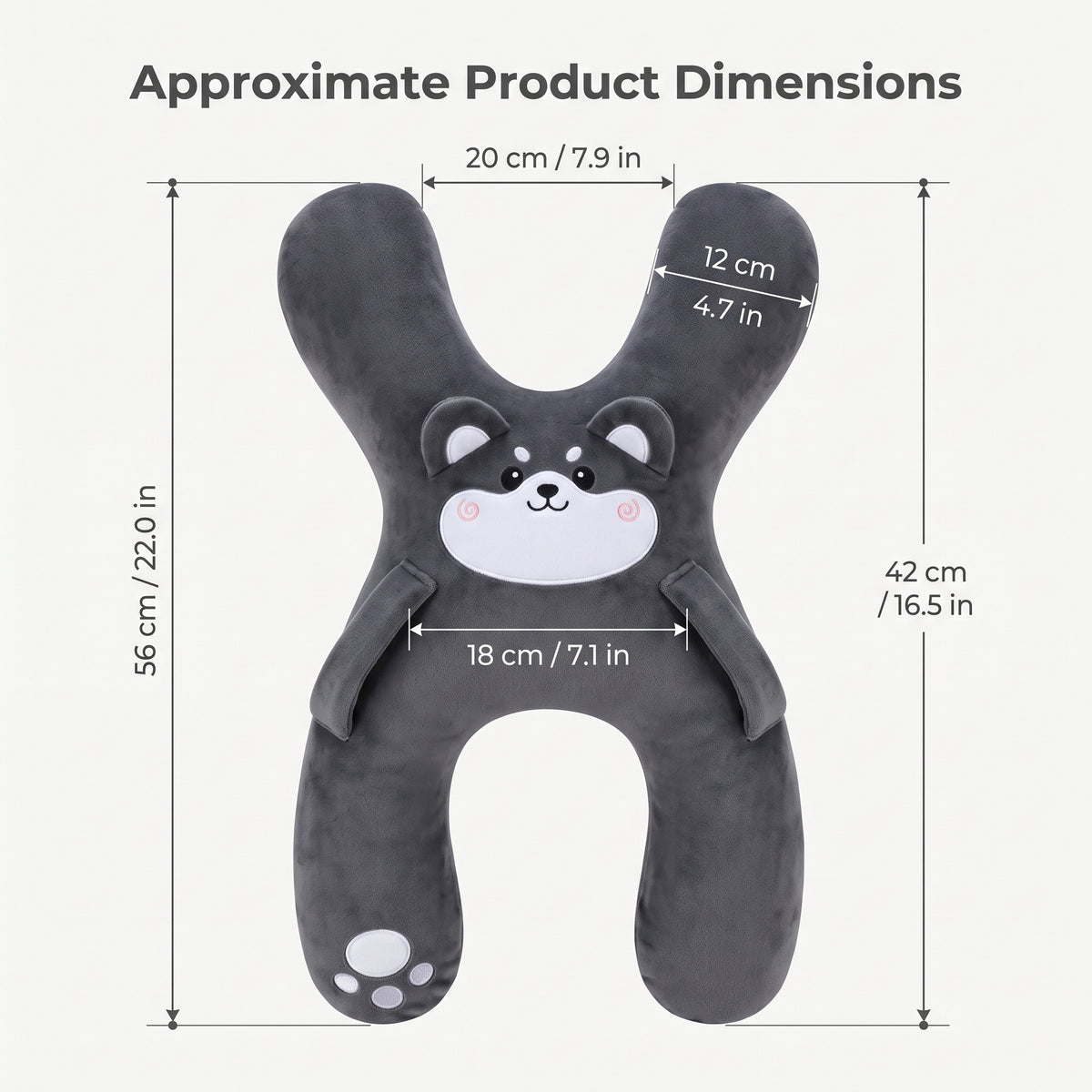 Kids' Animal-Shaped Plush Travel Pillow With Wraparound Design