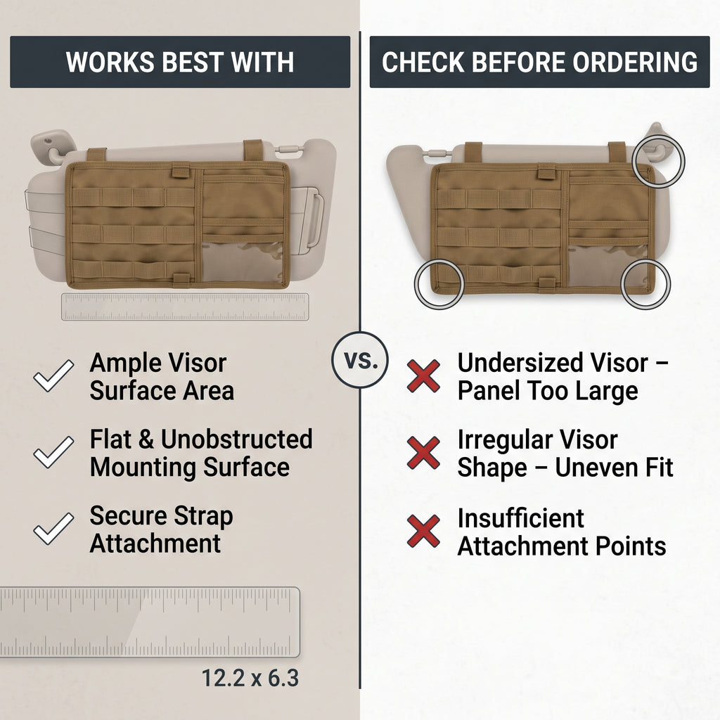 MOLLE Car Sun Visor Organizer With Utility Webbing
